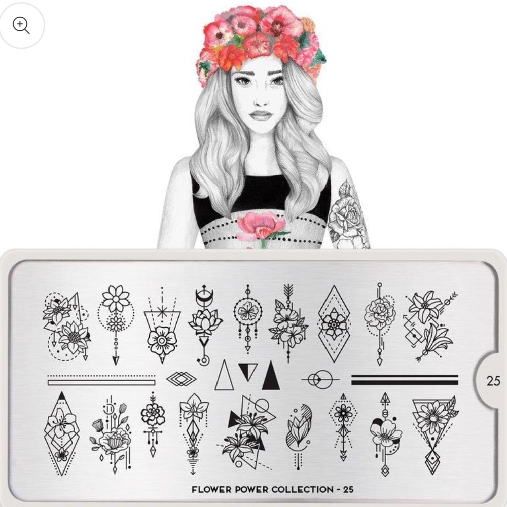 MoYou London nail art stamping plate Flower Power 25 NWOT